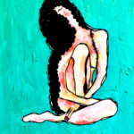 Florale turquoise_42x30_ Acrylique ©Nawall