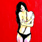 Florale carmin_42x30_ Acrylique ©Nawall